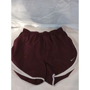 Nike Dri Fit Running Shorts Burgundy White Trim Athletic Workout Womens xl
